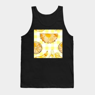 yellow, square, pineapple, banana, yellow, orange, juicy, fruit, glitter, gold, summer, pattern, funny, sunny Tank Top